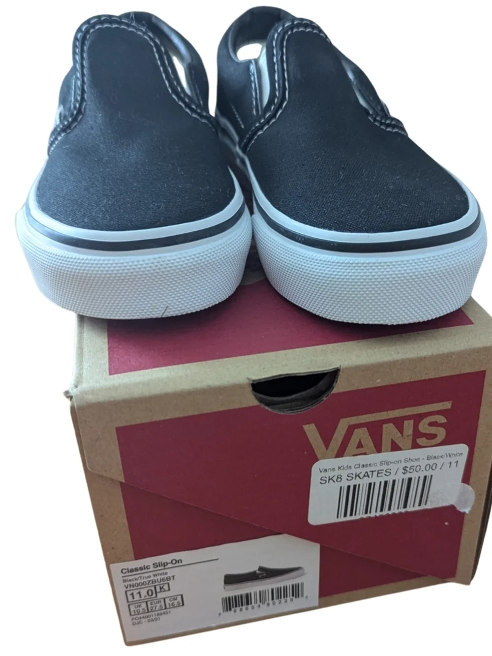 Vans Kids NWT Classic Slip-On Black Canvas Shoes - Picture 4 of 4